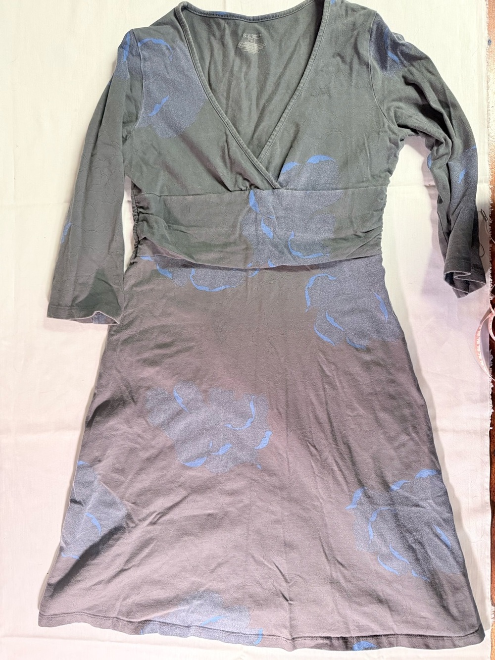 Patagonia Gray Midi Dress with Blue Floral Accents